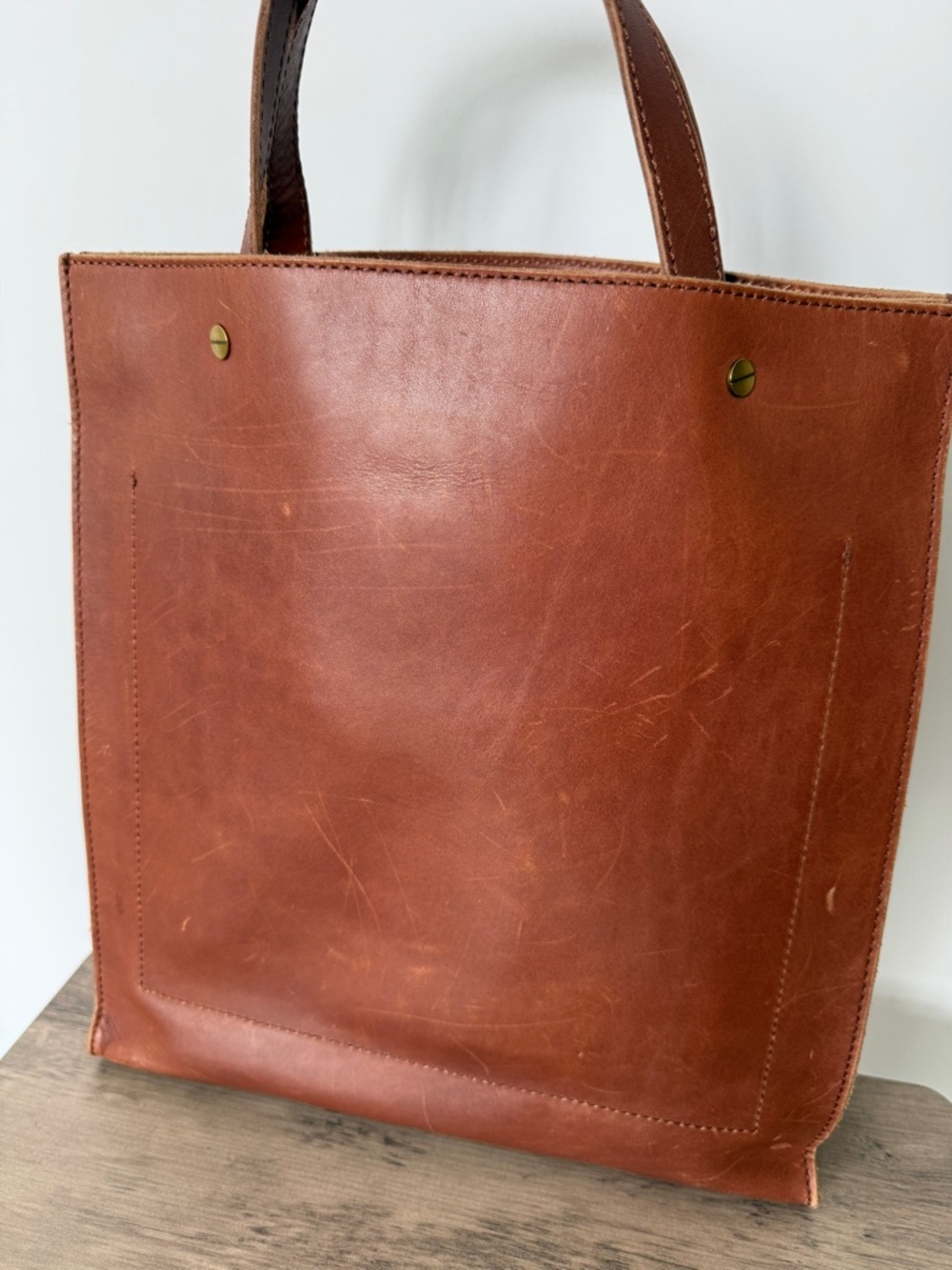 Madewell Classic Brown Leather Computer Work Tote Bag - Picture 3 of 8